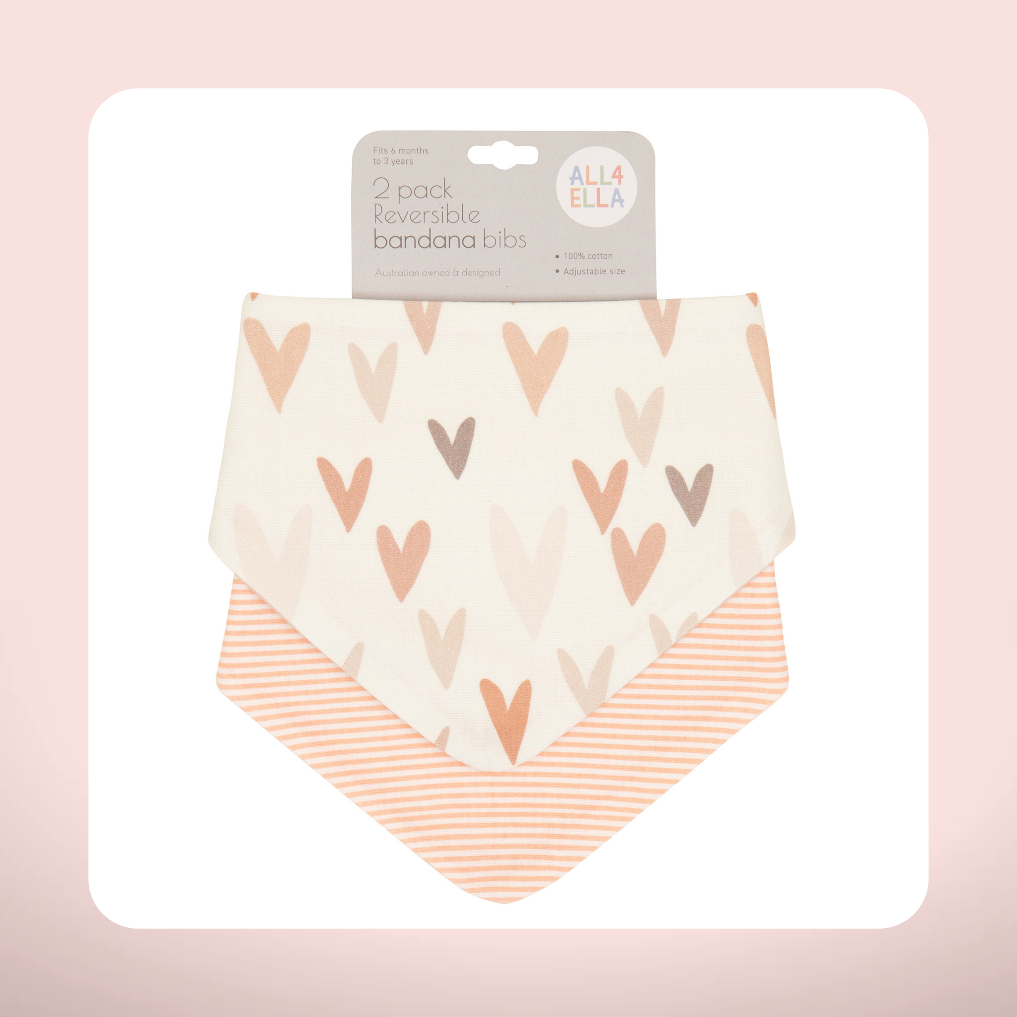 All4ella baby bandana bibs hearts print