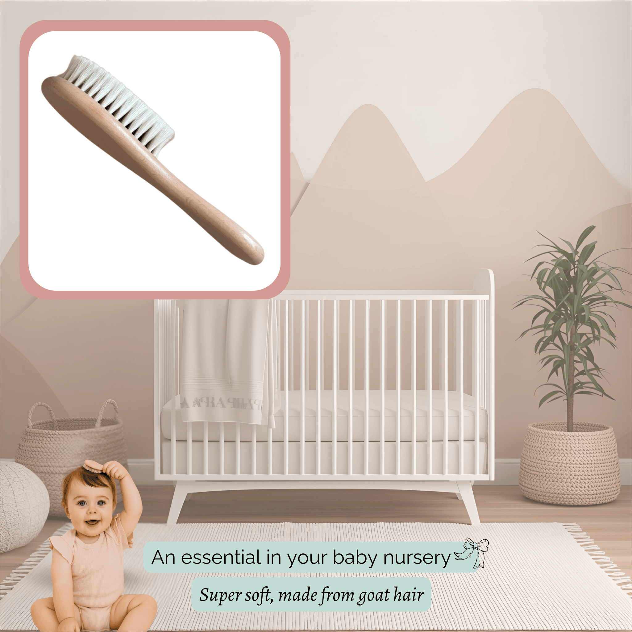 Baby Hair Brush - Goat Hair and Beechwood