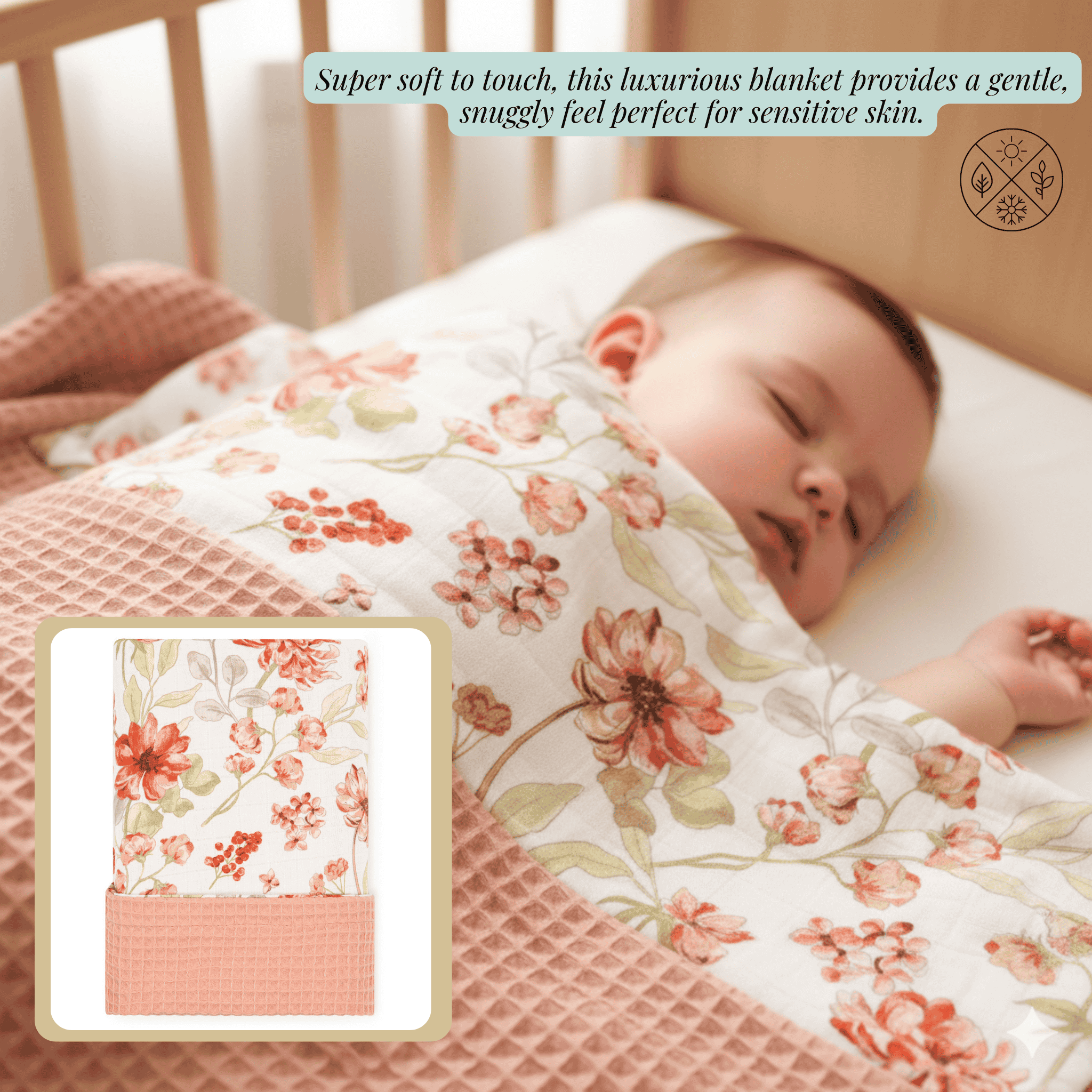 baby girl waffle blanket blush pink