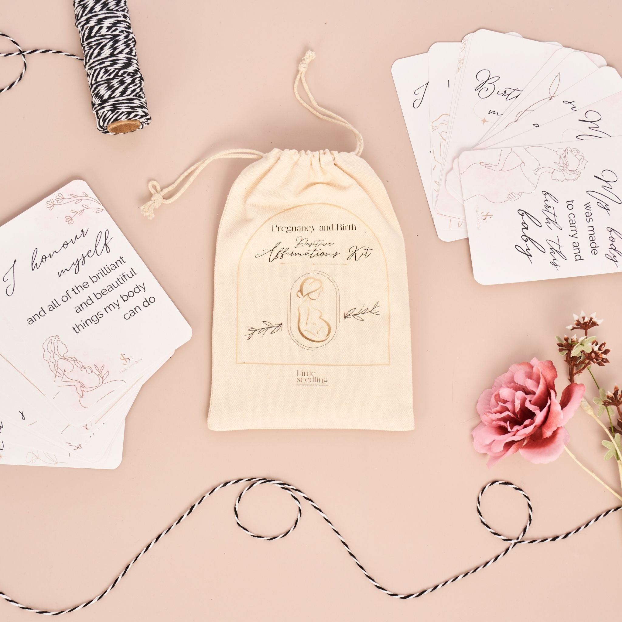 Pregnancy and Birth Positive Affirmations Kit cards by Little Seedling, calm and confident birth prep