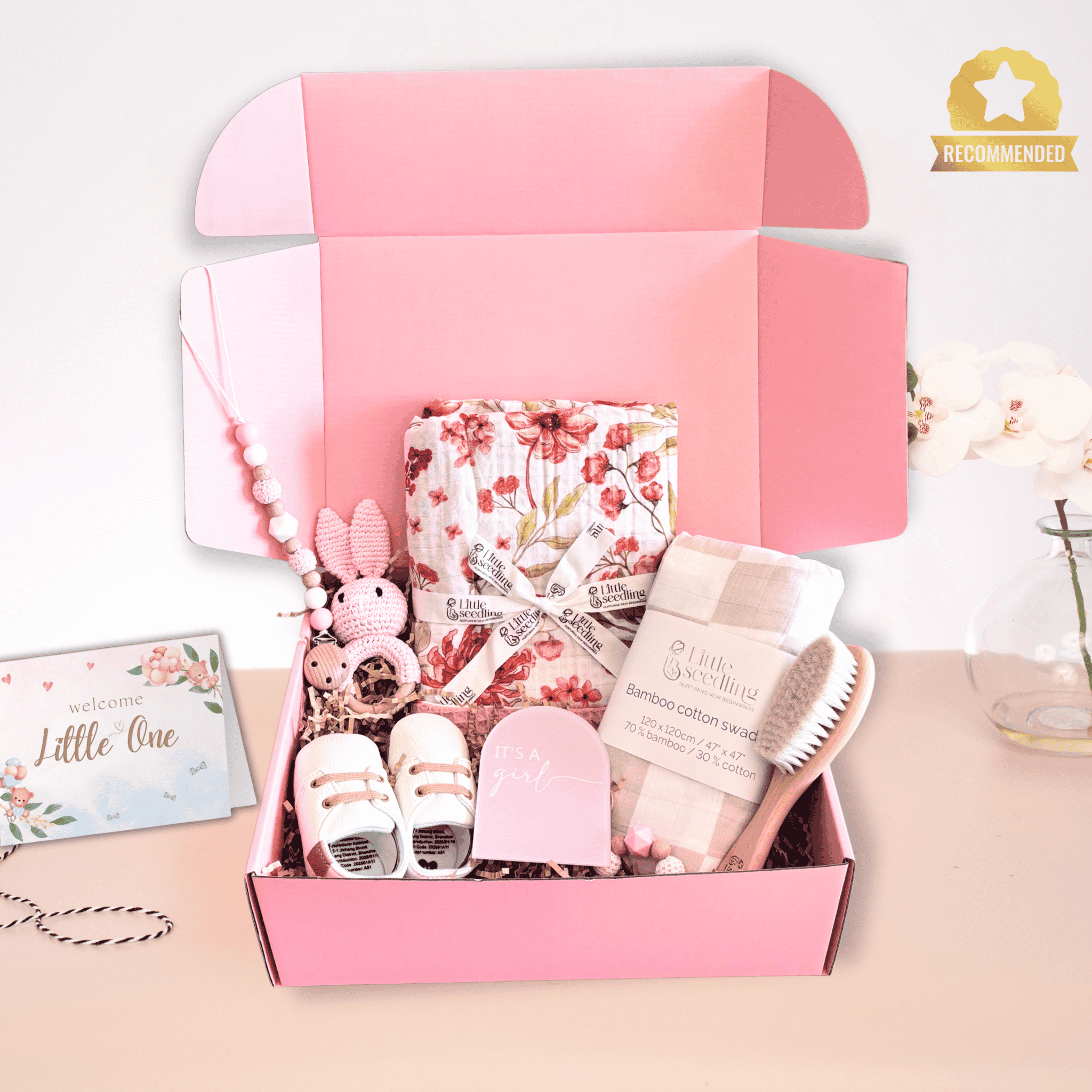 Newborn baby girl gift hamper basket